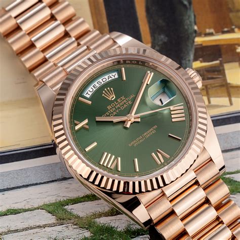 rolex gold olive green|rolex day date reference 228235.